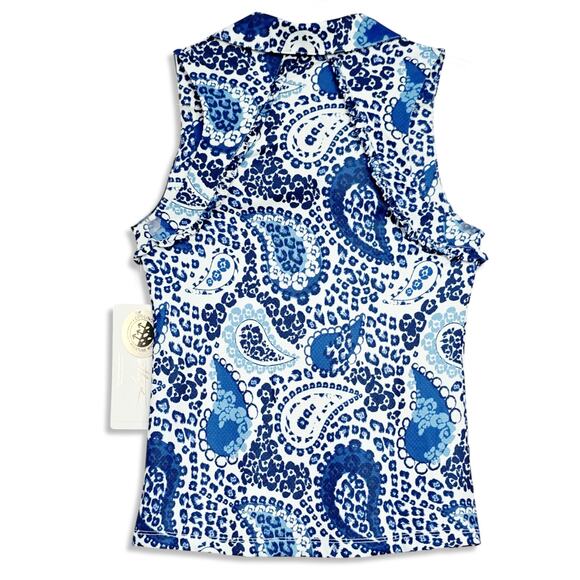 NWT Gottex Women's Moisture wicking UPF 50 Ruffle Golf Tennis Tank Top - Picture 3 of 5